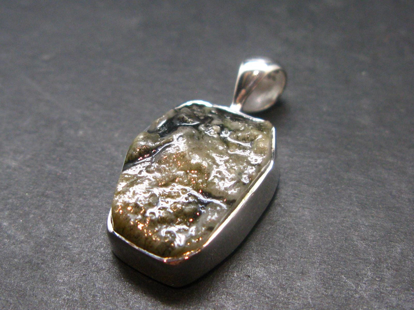 Phenakite Phenacite Silver Pendant from Brazil - 1.0 Inches - 3.34 Grams