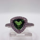 Green Helenite Trillion Halo Ring – Sterling Silver Gemstone Statement Ring