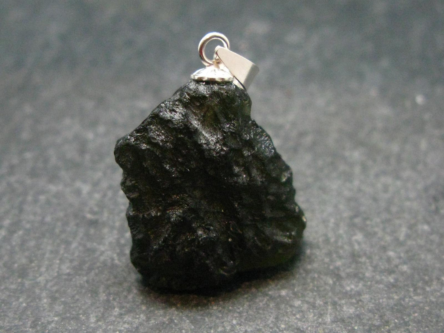 Moldavite Tektite Silver Pendant from Czech Republic - 1.0" - 3.28 Grams