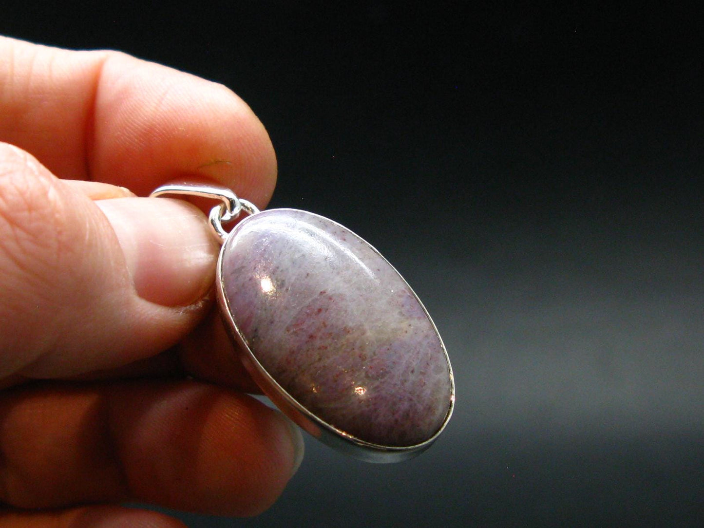 Purple Jade Silver Plated Pendant From Turkey - 1.5" - 4.87 Grams