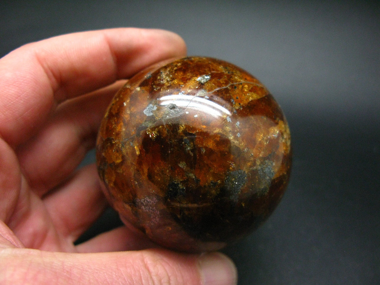 Rare Spessartine Garnet Sphere Ball From Tanzania - 2.5" - 480 Grams