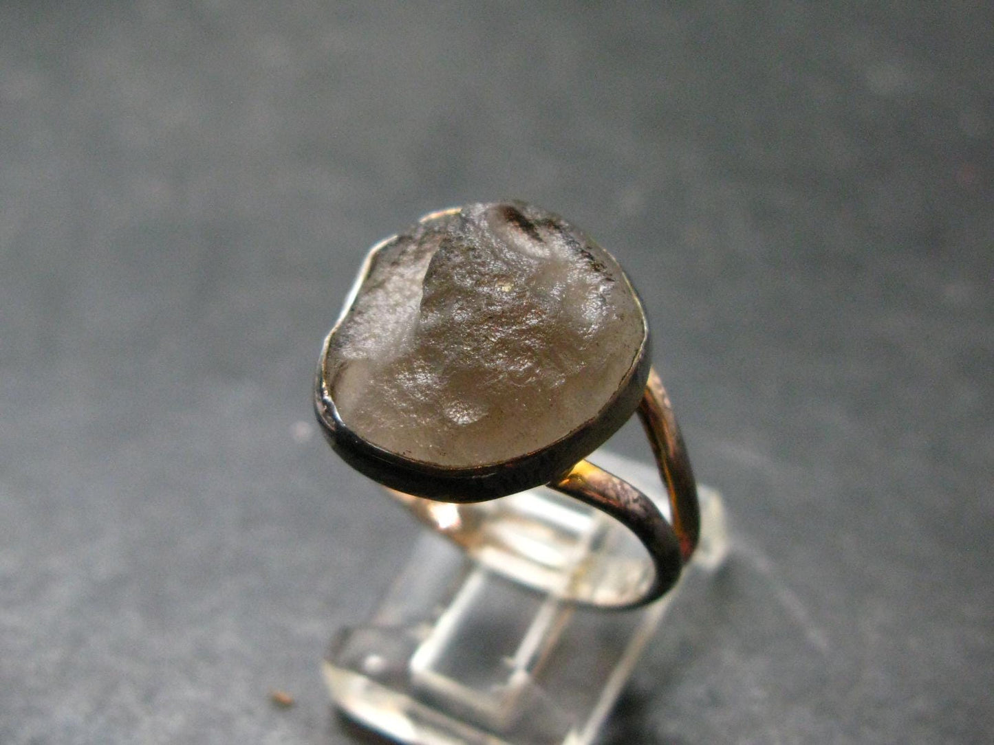 Rare Colombianite Pseudotektite Silver Ring from Colombia - Size 11 - 4.32 Grams