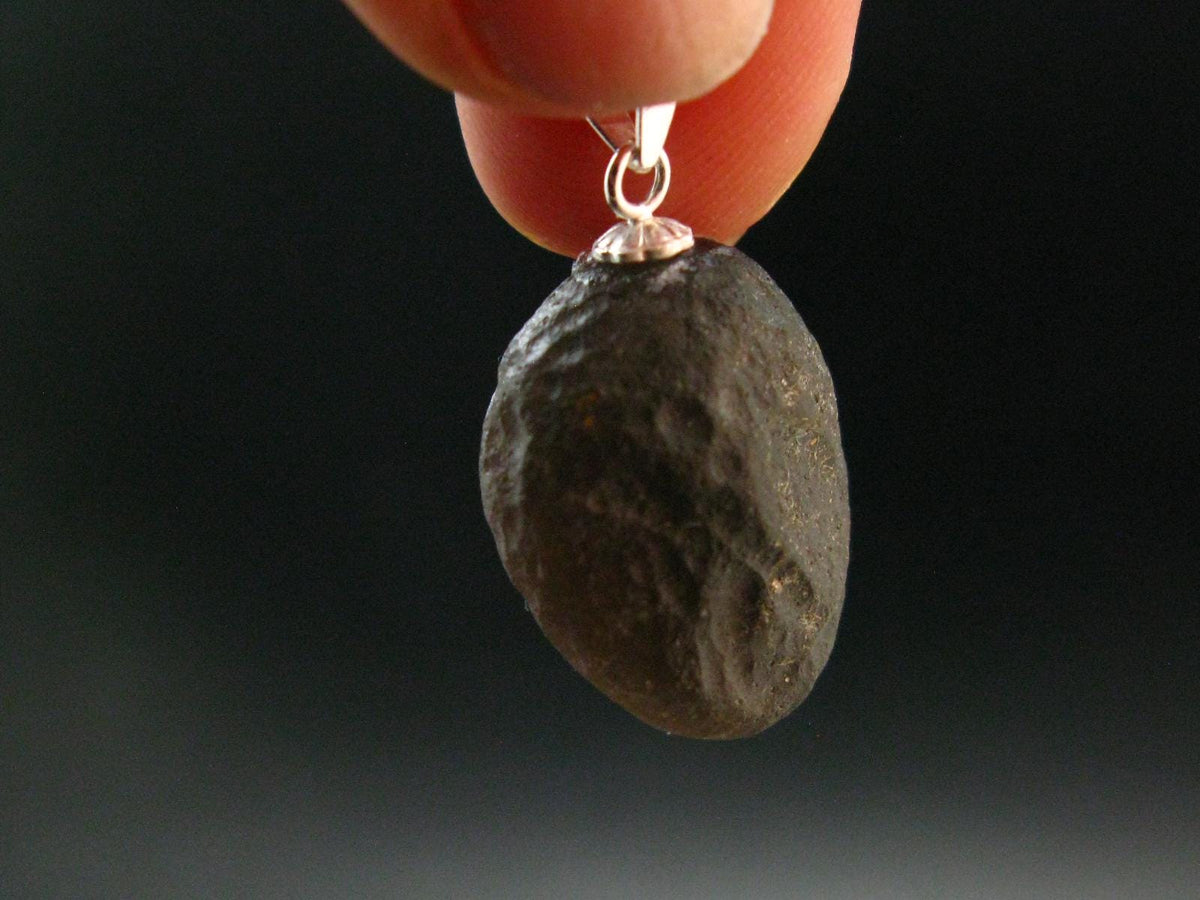 Colombianite Pseudotektite Silver Pendant from Colombia - 3.55 Grams - 1.0"