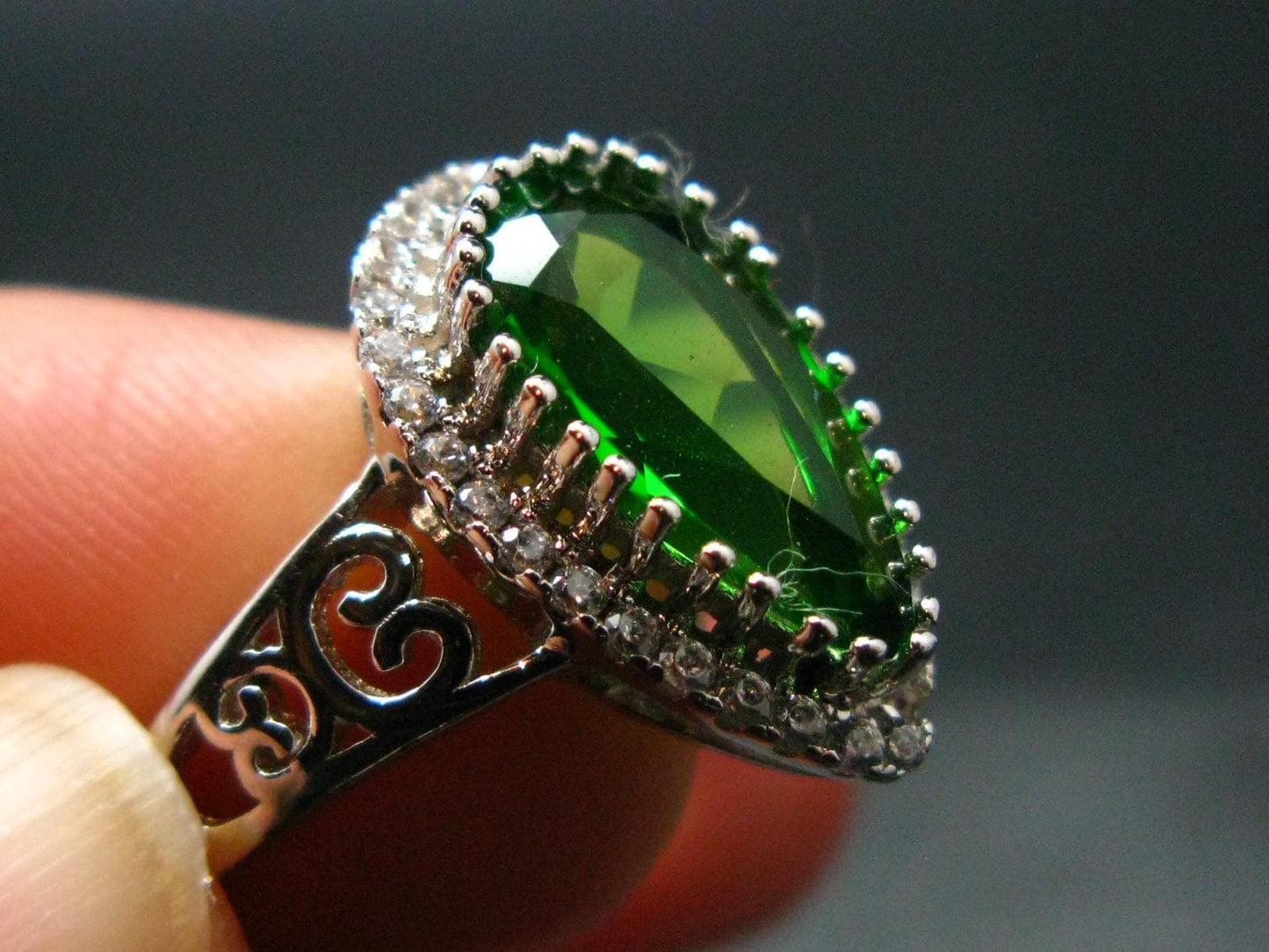 Helenite Gaia Stone Gem Sterling Silver Ring From Washington - Size 9.25 - 1.80 Carats