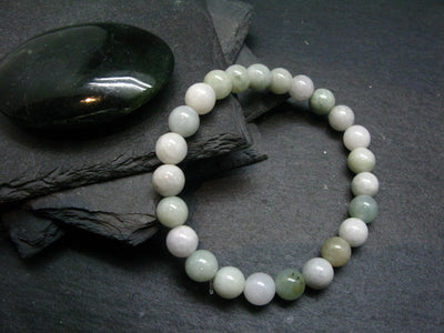 Jade Jadeite Genuine Bracelet ~ 7 Inches ~ 8mm Round Beads