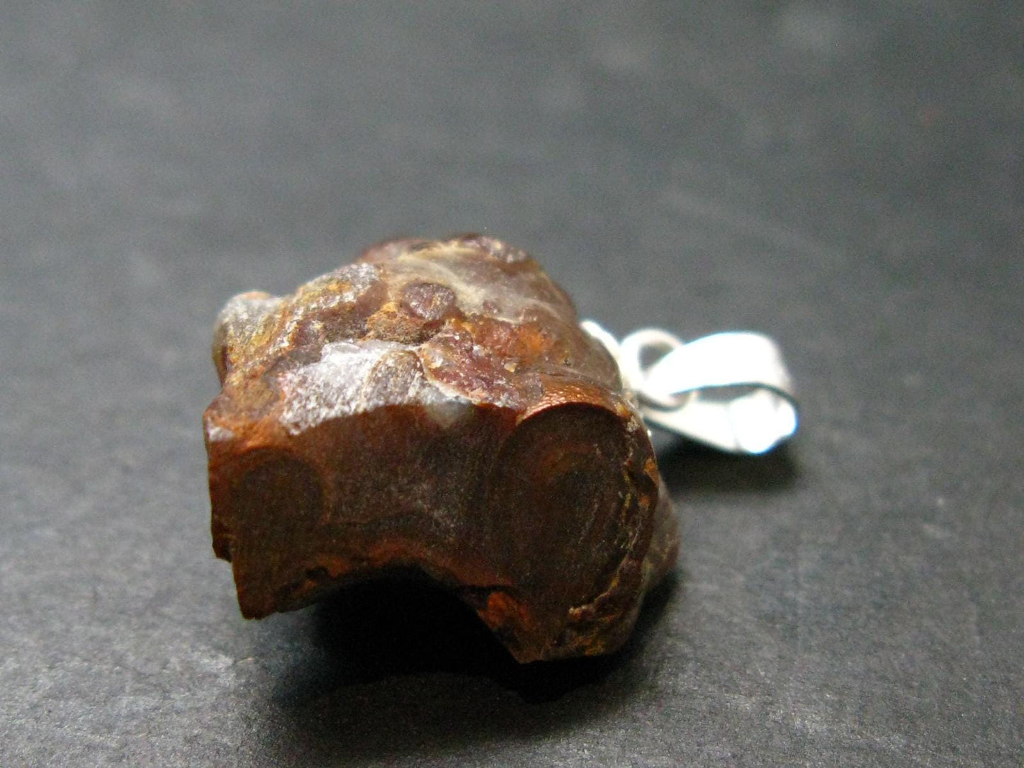 Fire Agate Silver Pendant From Mexico - 0.9" - 2.15 Grams