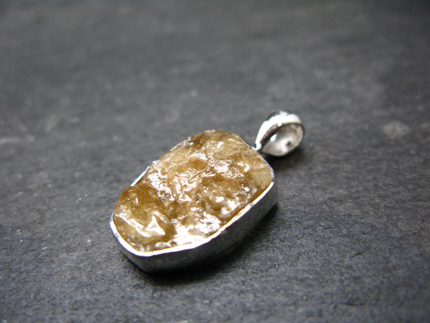 Large Natural Agni Gold Danburite Sterling Silver Pendant from Tanzania - 1.0" - 3.16 Grams