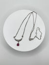 Ruby Crescent Moon Necklace | Sterling Silver | 11" Short Necklace | July Birthstone Jewelry