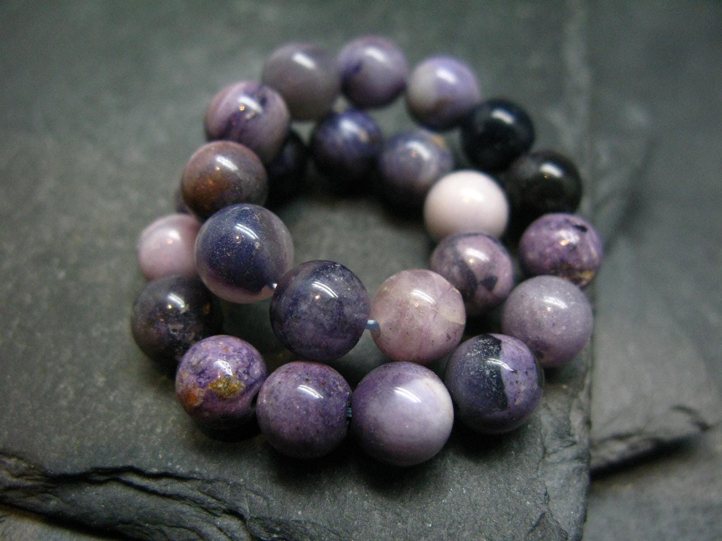 Tiffany Stone Violet Opal Genuine Bracelet ~ 7 Inches ~ 8mm Round Beads
