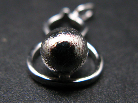 4.56 Billion Years Old Meteorite!!. Muonionalusta Meteorite Round Ball Silver Pendant from Sweden - 0.7"