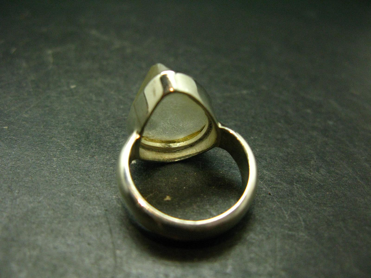 Natural Gem Raw Libyan Desert Glass Tektite Sterling Silver Ring from Libya - Size 6 - 9.03 Grams