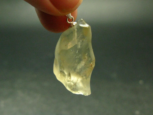 Gem Libyan Desert Glass Tektite Pendant Sterling Silver from Libya - 1.3" - 5.38 Grams