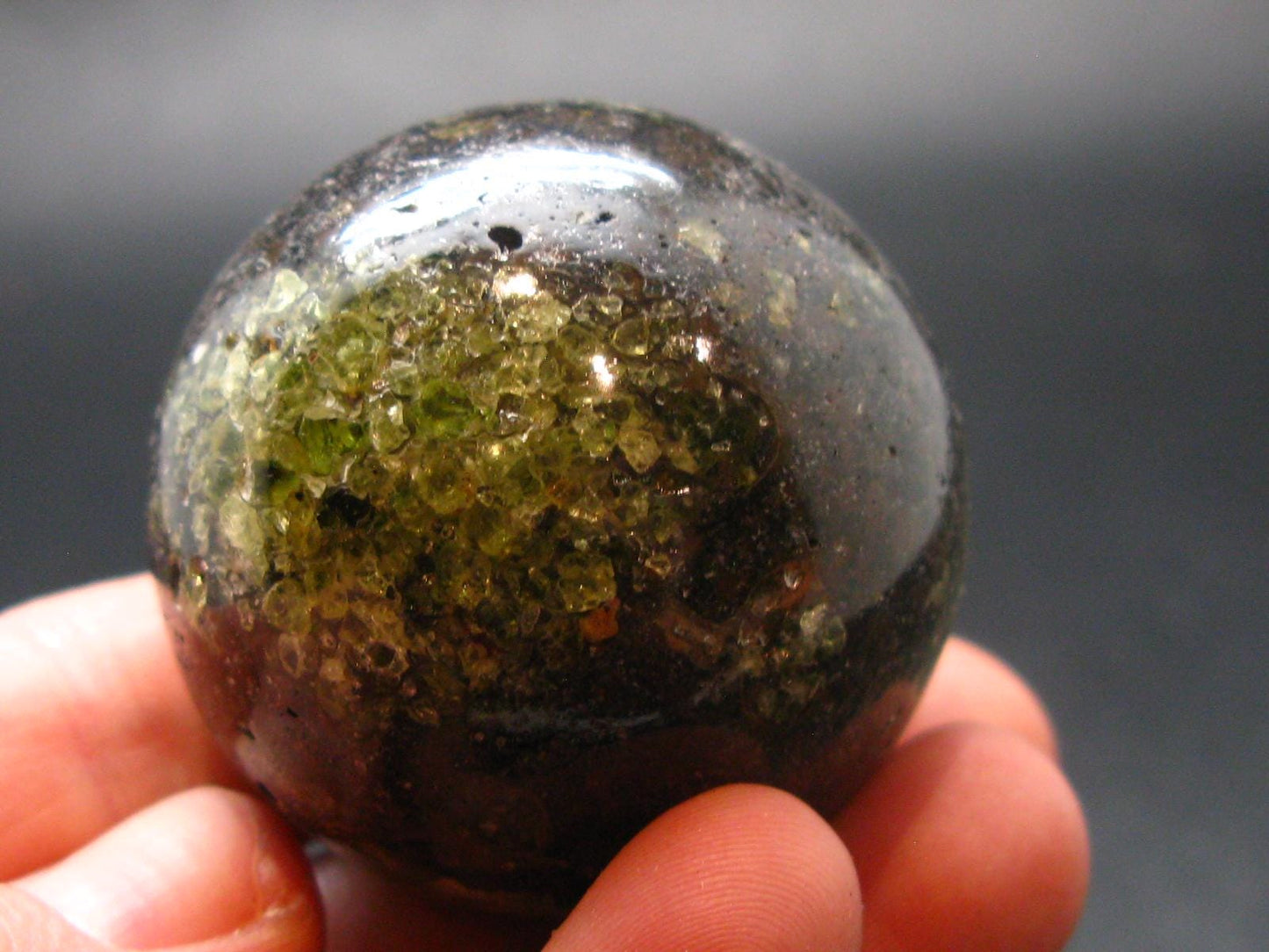 Peridot Olivine Sphere from Arizona, USA - 1.5" - 78.6 Grams