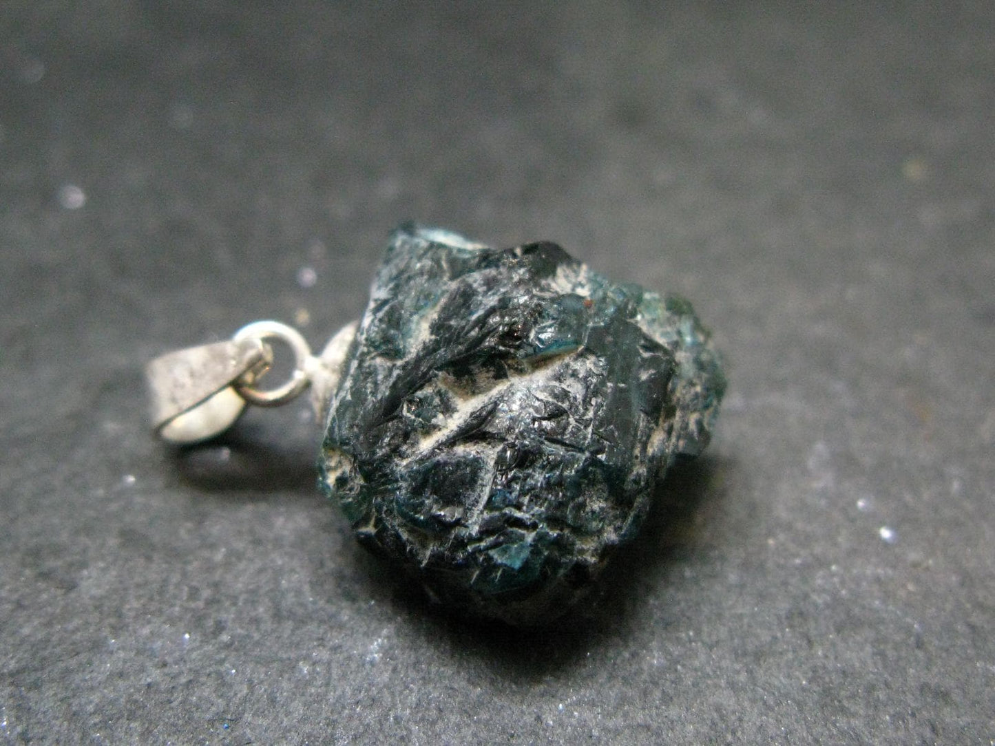 Extremely Rare Rough Grandidierite Silver Pendant From Madagascar - 0.8" - 1.94 Grams