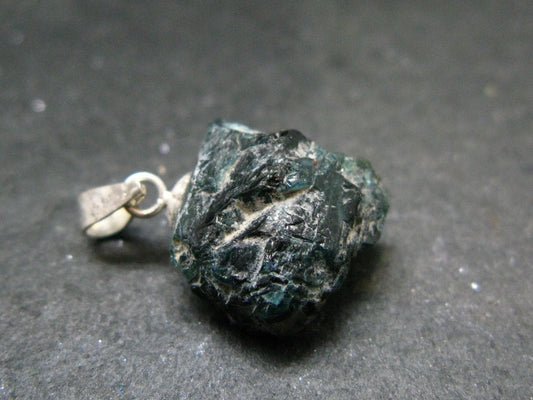 Extremely Rare Rough Grandidierite Silver Pendant From Madagascar - 0.8" - 1.94 Grams