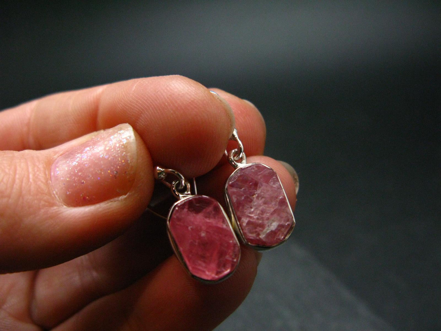 Rhodochrosite Silver Earrings From Alma Colorado - 1.1" - 3.72 Grams
