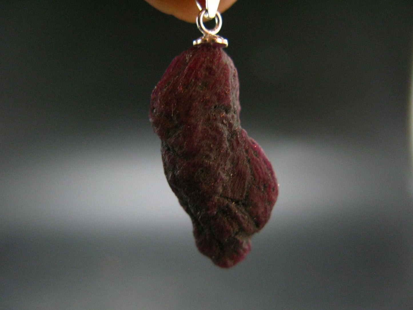 Ruby Silver Pendant from India - 1.2" - 4.84 Grams
