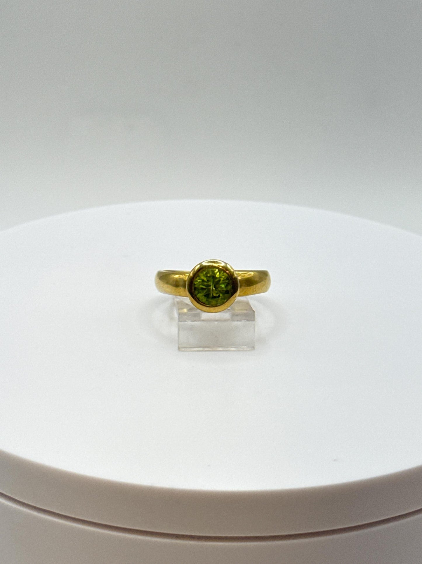 Peridot Ring | Gold Plated Sterling Silver, August Birthstone, Size 8