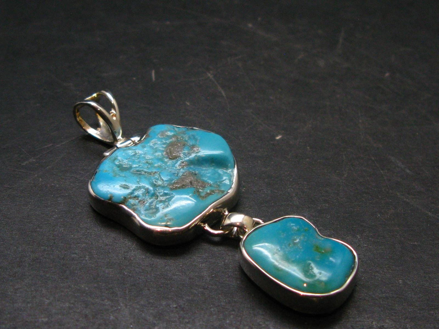 Turquoise Silver Pendant - 2.3" - 10.09 Grams