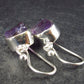 Natural Raw Gemmy Amethyst Crystal Sterling Silver Dangle Shepherd Hook Earrings From Mozambique - 1.0" - 3.2 Grams