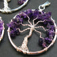 Set of Three Natural Amethyst Tree of Life Healing Necklace Pendant