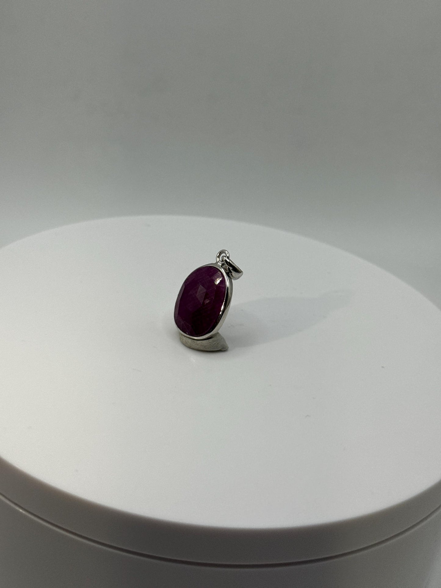 Natural Ruby Sterling Silver Pendant | July Birthstone