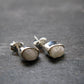Very Rare White Cryolite 925 Silver Stud Earrings from Greenland - 0.6" - 1.18 Grams