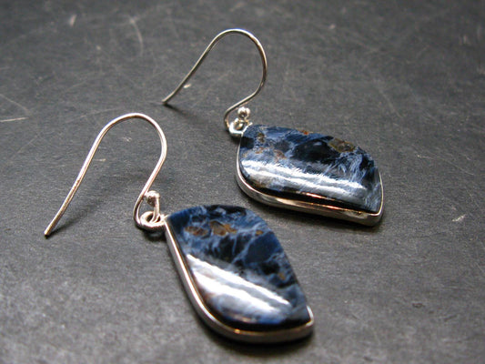 Natural Pietersite Silver Earrings from Namibia - 1.5" - 5.32 Grams