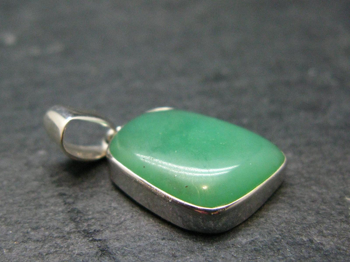 Rich Green Chrysoprase Silver Pendant From Australia - 1.1" - 3.12 Grams