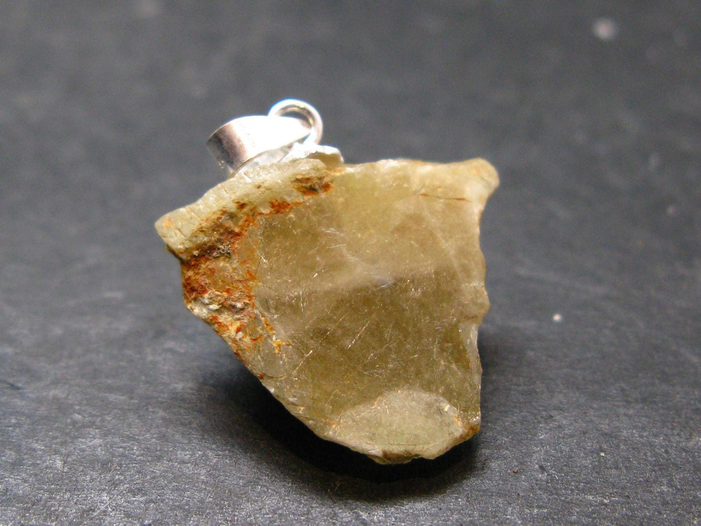 Rare Titanite Sphene Crystal Silver Pendant From Tanzania - 0.9" - 3.19 Grams