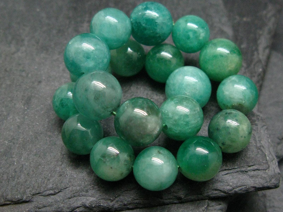 Emerald Gem Genuine Bracelet ~ 7 Inches ~ 11mm Round Beads