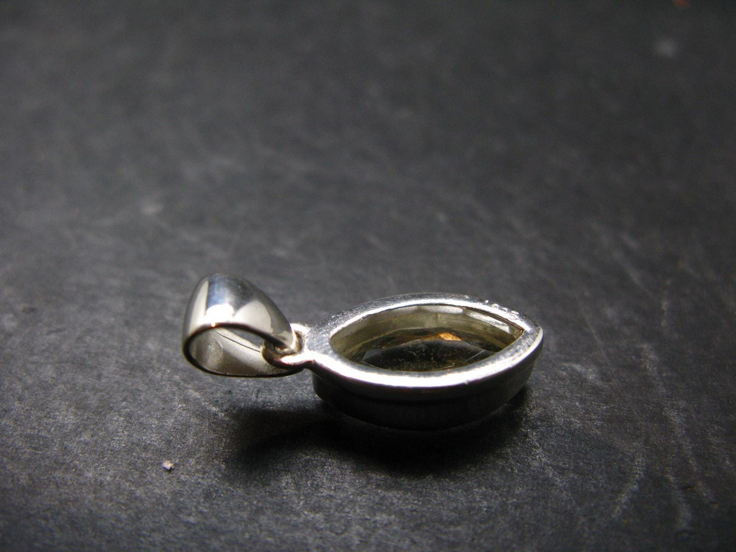 Gem Libyan Desert Glass Tektite Faceted Pendant Sterling Silver from Libya - 1.0" - 2.68 Grams