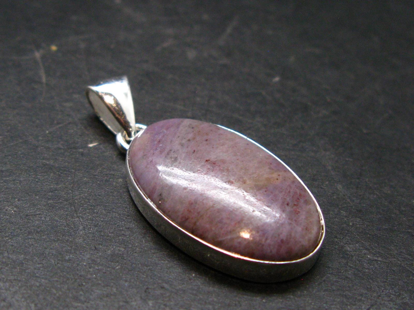 Purple Jade Silver Plated Pendant From Turkey - 1.5" - 4.87 Grams