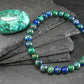 Quantum Quattro (Dioptase Chrysocola Malachite Shattuckite) Genuine Bracelet ~ 7 Inches ~ 6mm Round Beads