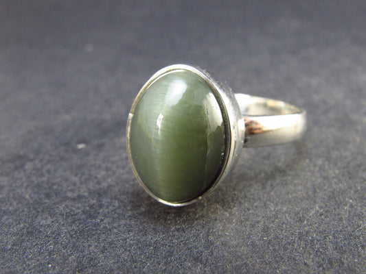 Polished Cats Eye Silver Ring From Brazil - 5.0 Grams - Size 11