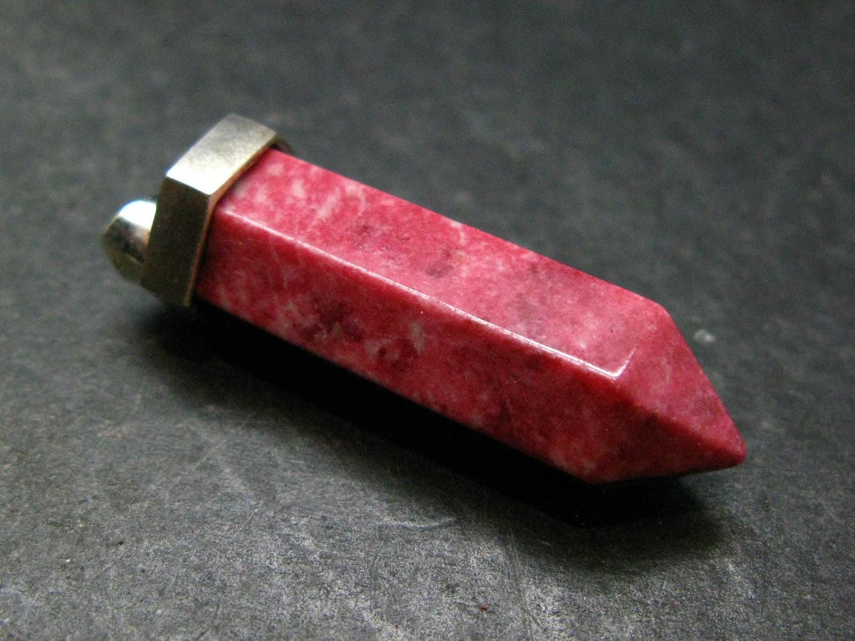 Thulite Silver Pendant From Norway - 1.7"