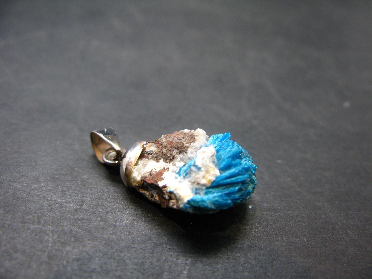 Cavansite Crystal Pendant In Sterling Silver From India - 1.2"