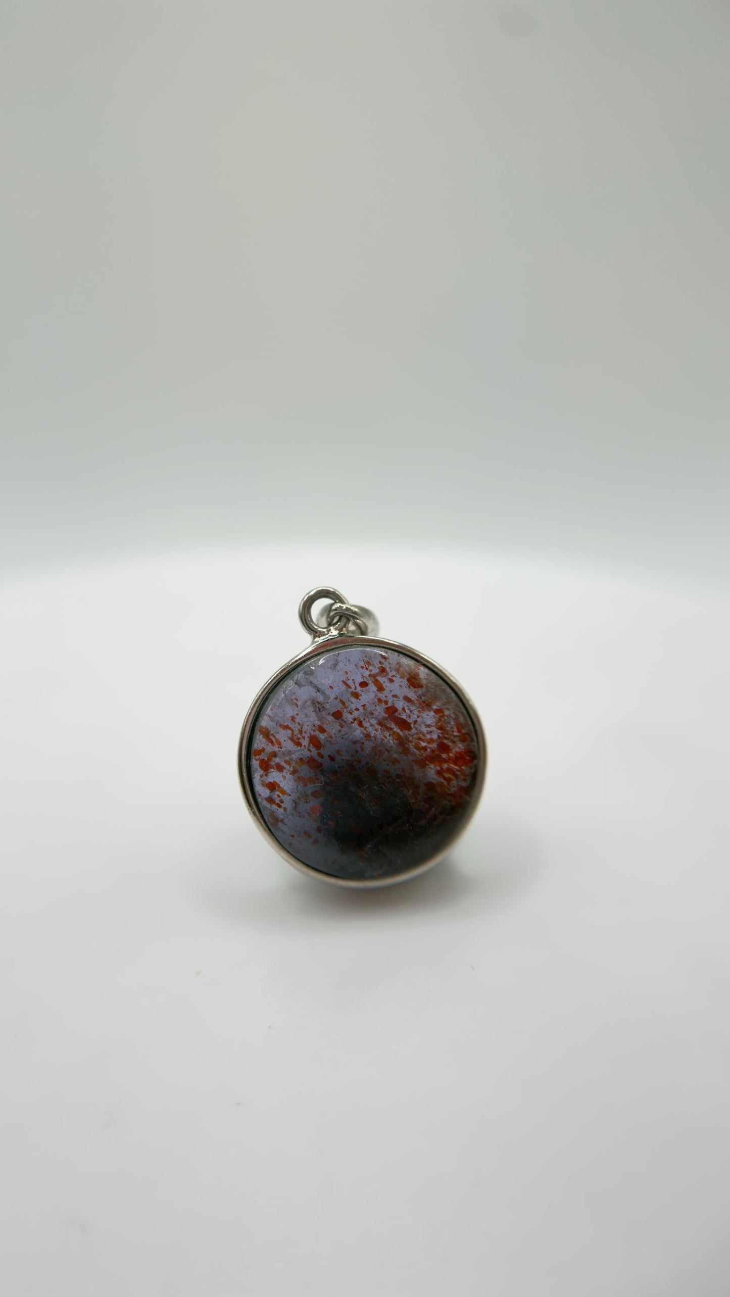 Lattice Sunstone Pendant Natural Gemstone Silver Necklace Red Green Stone Healing Crystal Jewelry Gift
