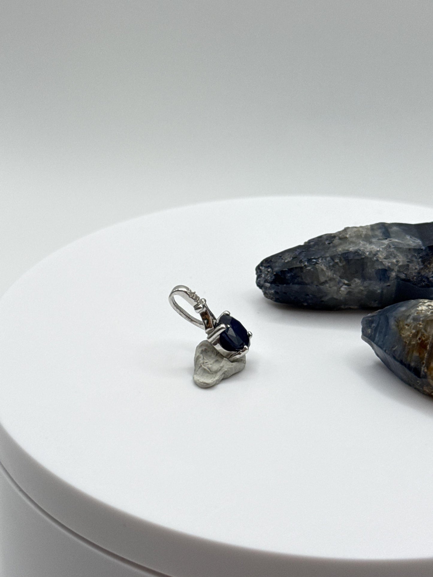 Natural Sapphire Sterling Silver Pendant | September Birthstone Necklace