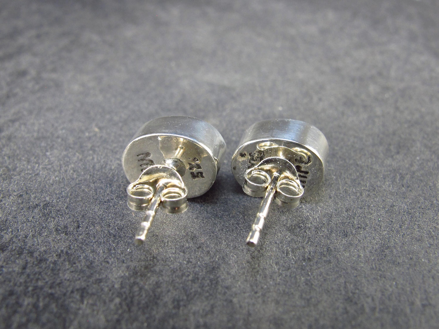 Facetted Moldavite Tektite Stud Earrings in Sterling Silver from Czech Republic - 2.38 Grams
