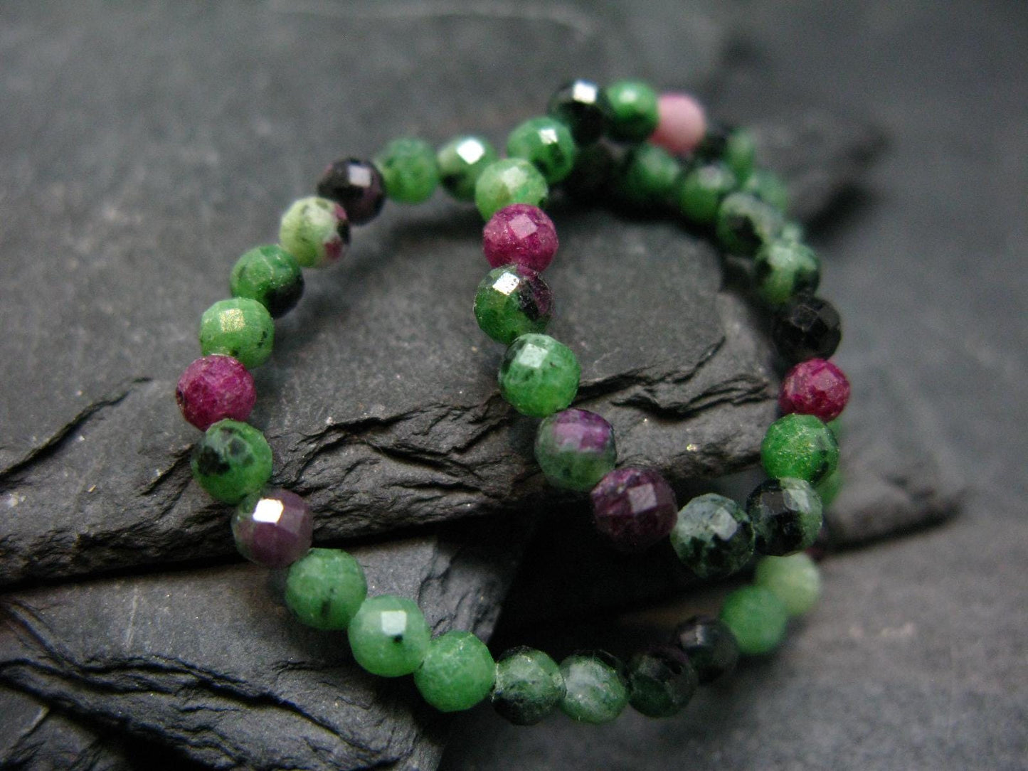 Ruby in Zoisite Genuine Bracelet ~ 7 Inches ~ 4mm Facetted Beads