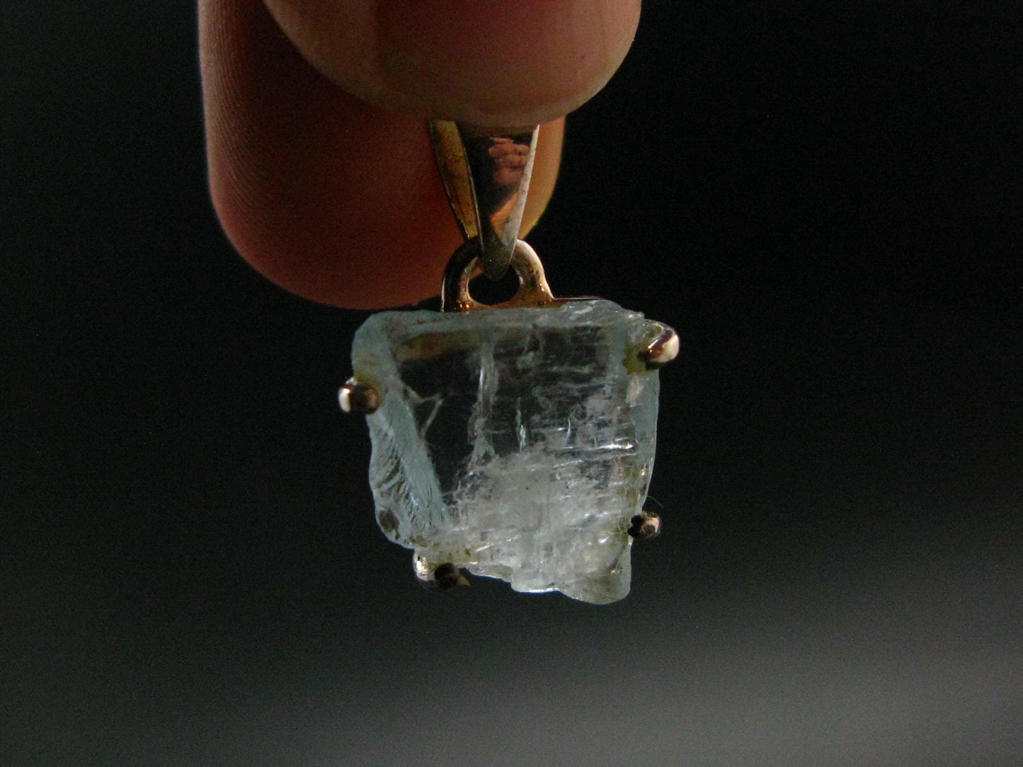 Fantastic Gemmy Aquamarine Crystal Silver Pendant From Brazil - 0.9" - 1.68 Grams