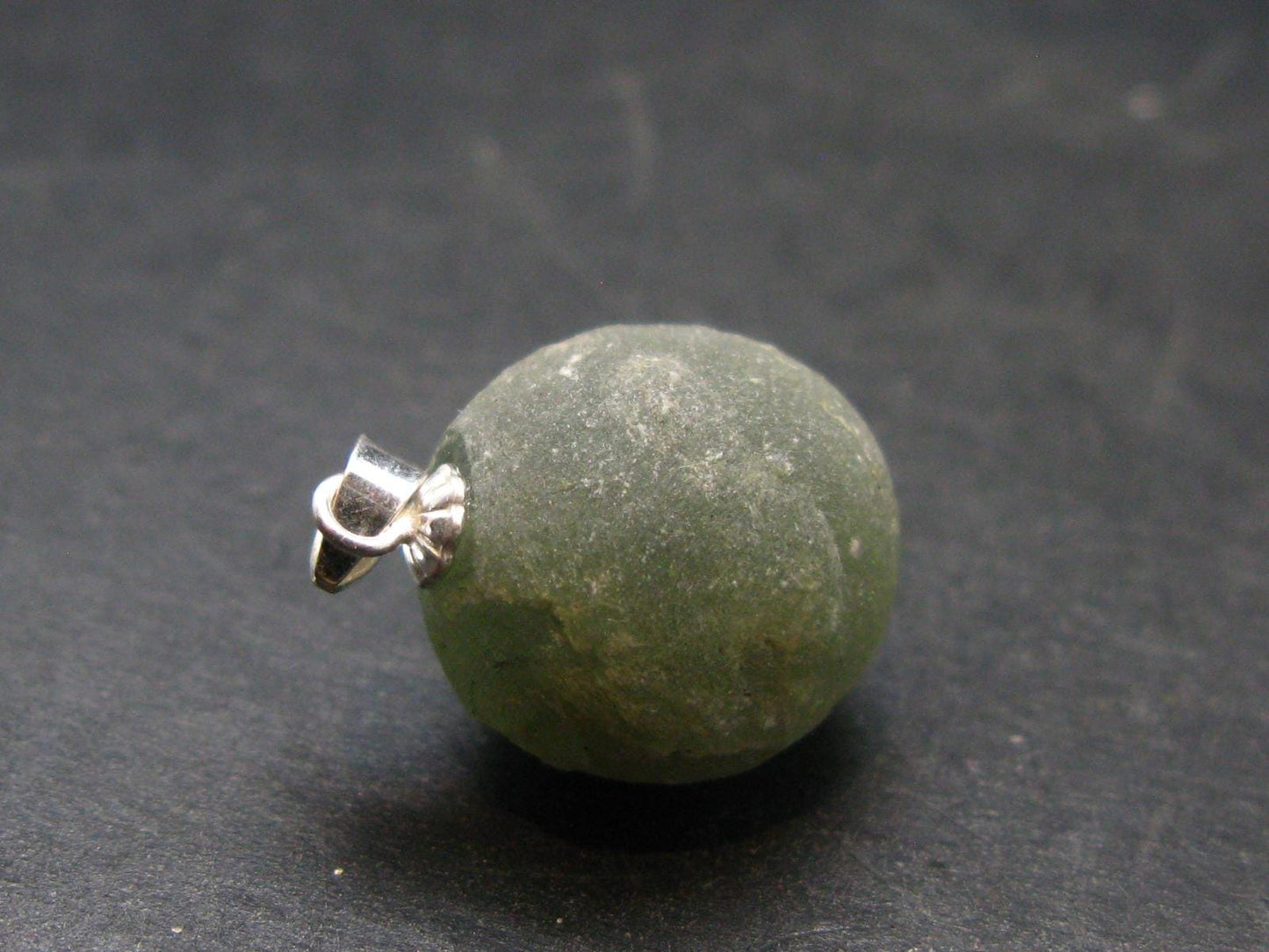 Complete Prehnite Sterling Silver Pendant from Mali - 0.8" - 4.53 Grams