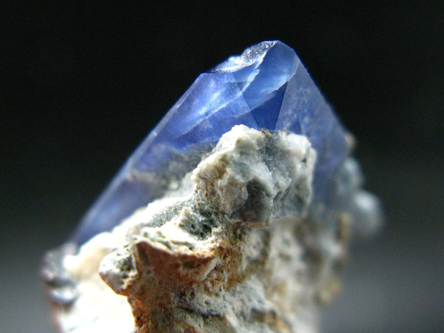 Benitoite and Neptunite on Natrolite Cluster From California - 1.7"