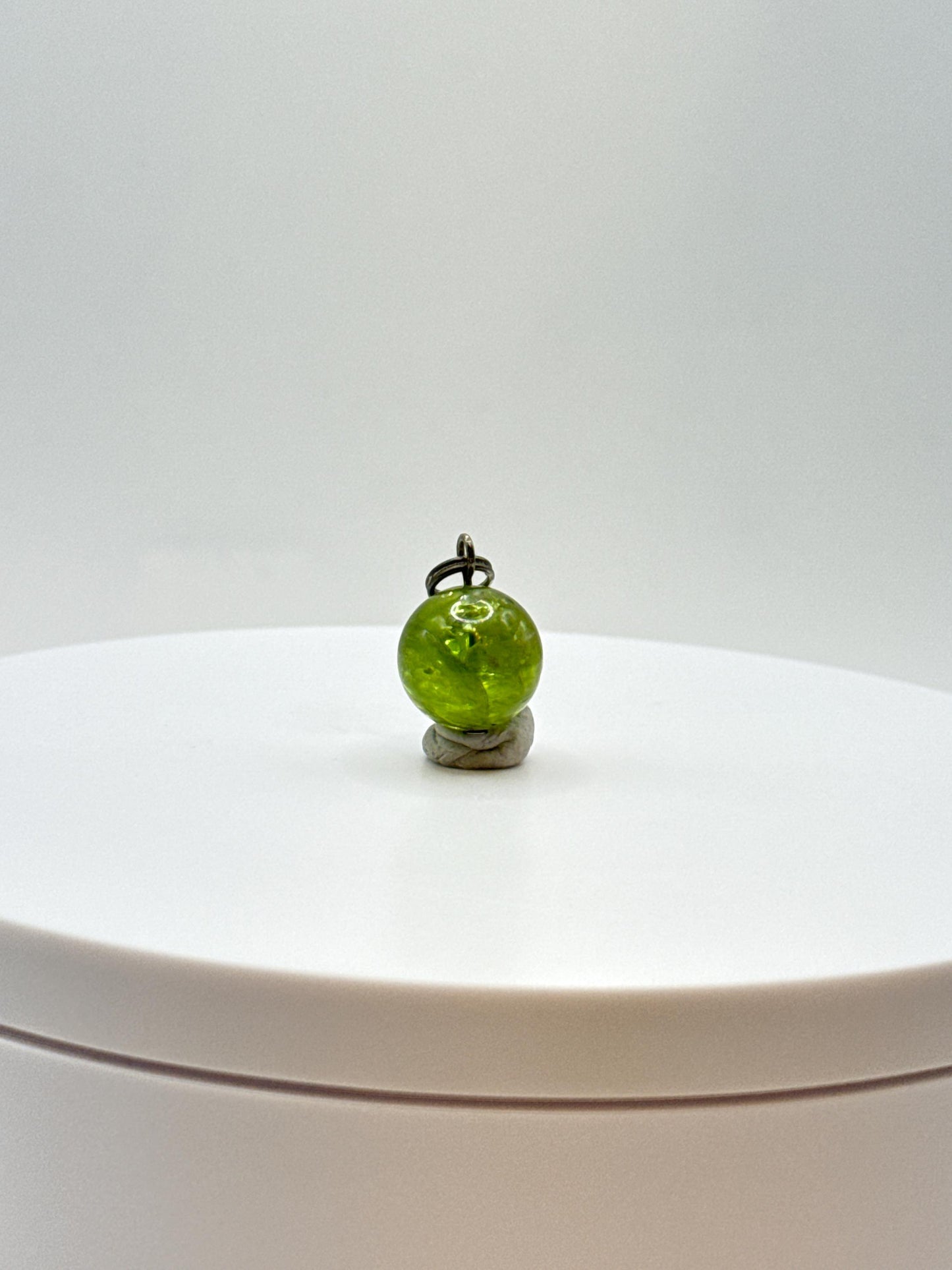 Peridot Sphere Pendant | Sterling Silver August Birthstone Charm
