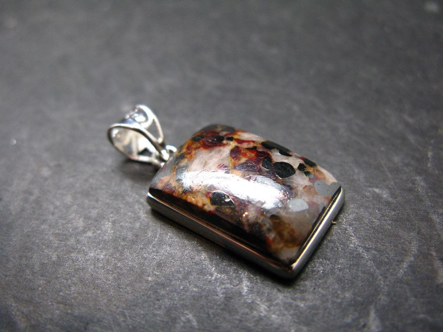 Zincite Franklinite Willemite Silver Pendant From USA - 1.3" - 6.38 Grams