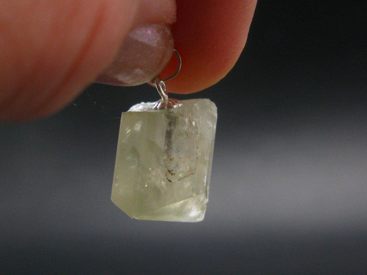Nice Terminated Danburite Crystal Silver Pendant from Russia - 0.8" - 3.81 Grams