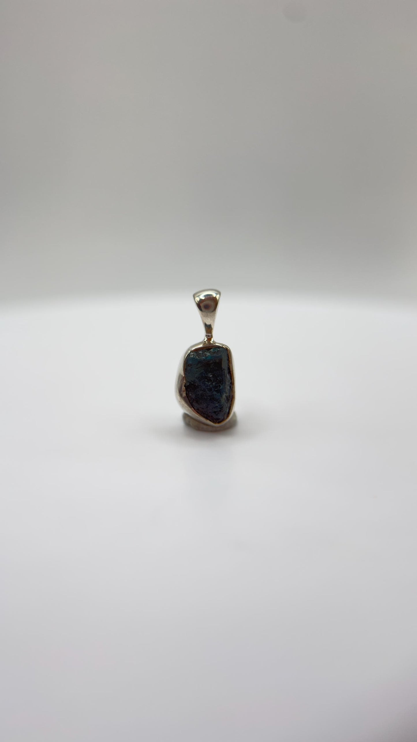 Grandidierite Natural Crystal Pendant Deep Blue Green Stone Silver Necklace Gift