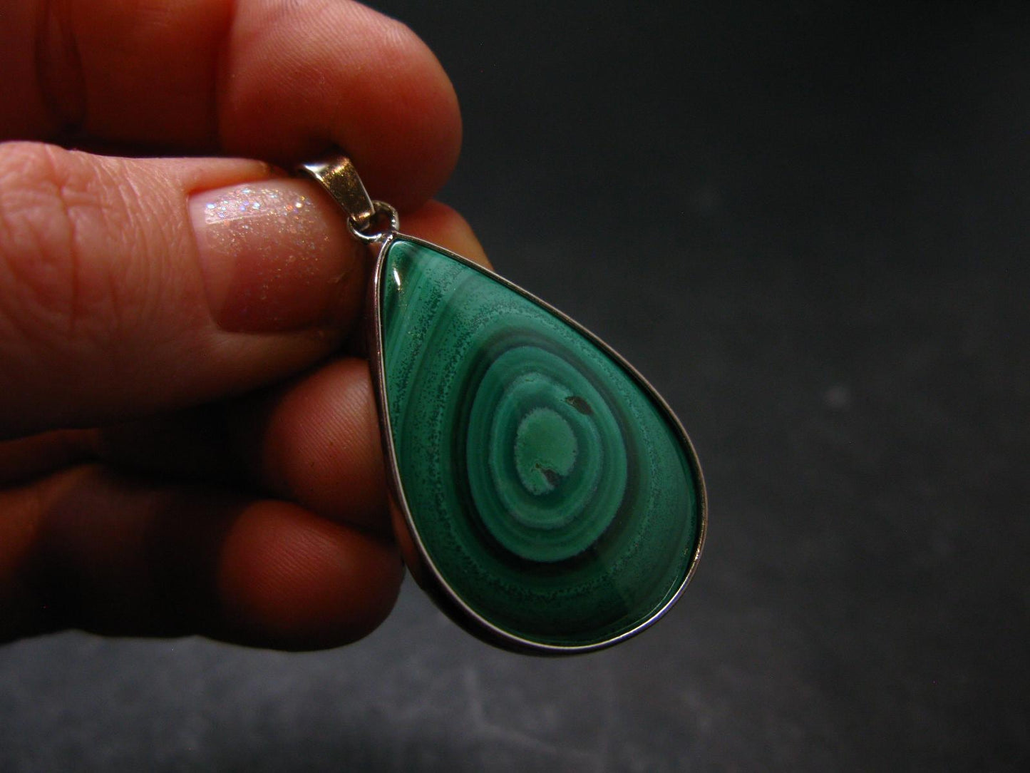 Queen of Green!! Genuine Vivid Vibrant Green Malachite Sterling Silver Pendant - 1.6" - 9.93 Grams