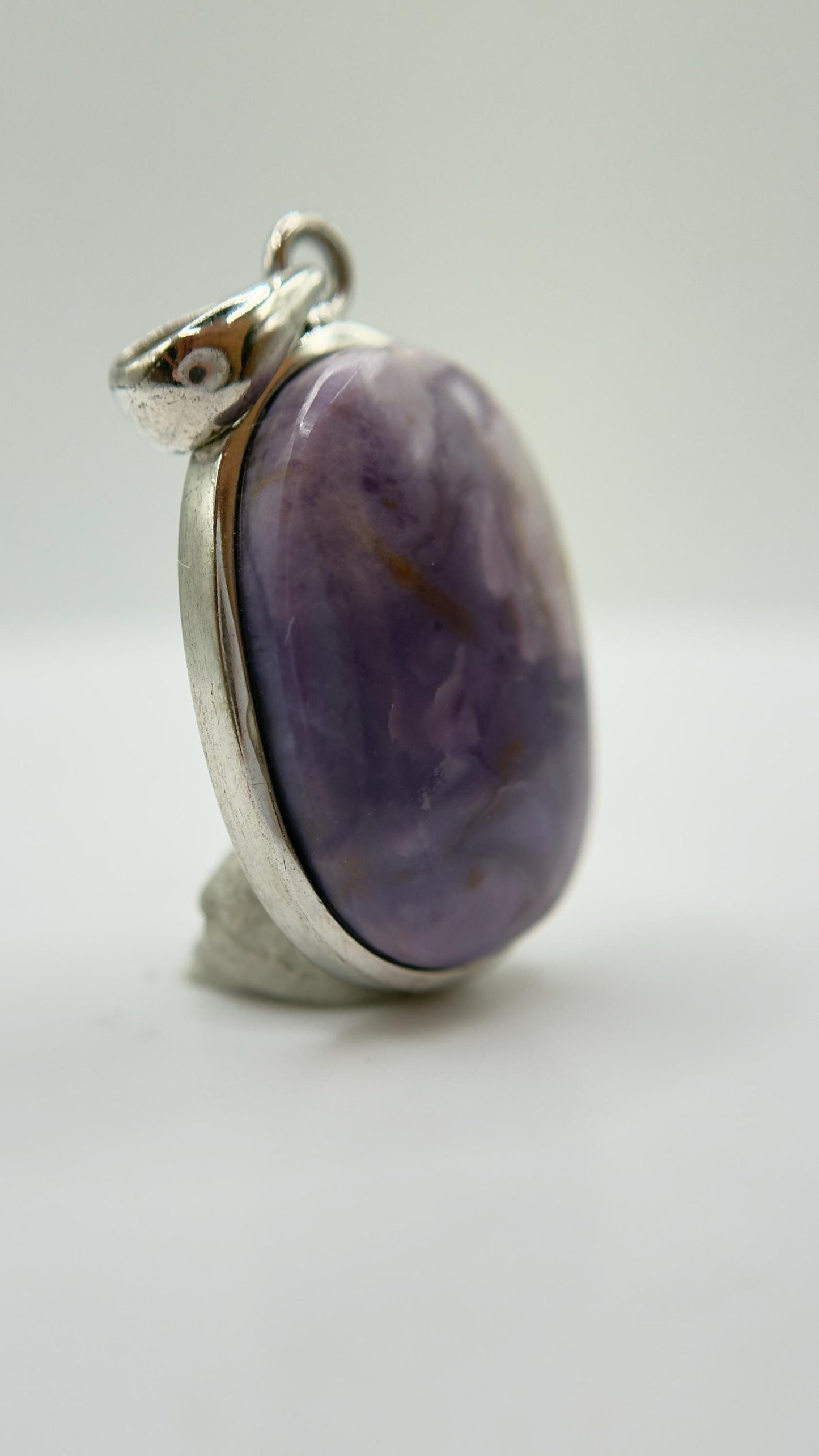 Tiffany Stone Pendant Purple Opal Fluorite Gemstone Silver Necklace Rare Natural Stone Jewelry Gift